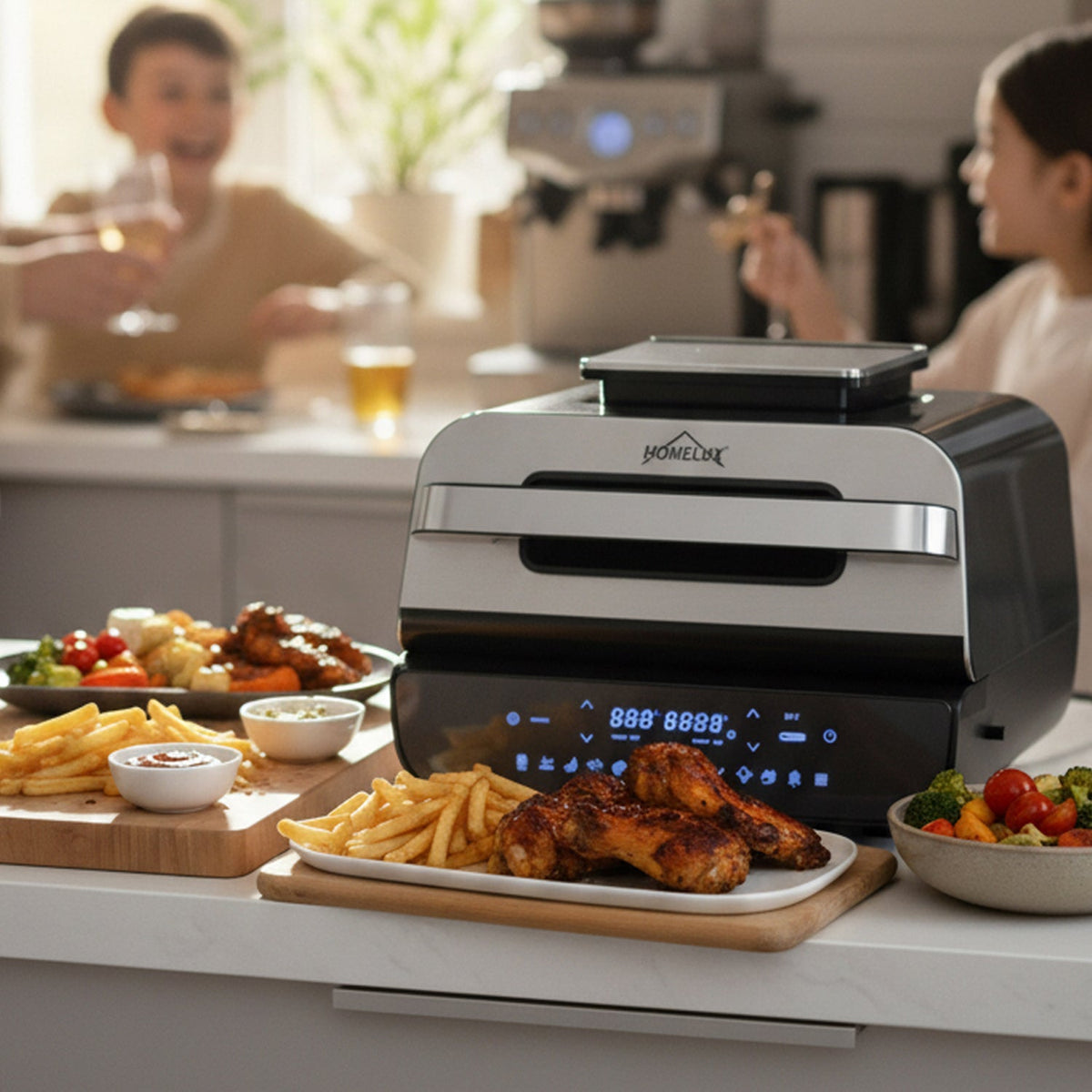 Effizientes Kochen mit System: Die HOMELUX 6-in-1 Heißluftfritteuse mit Grillfunktion im Detail