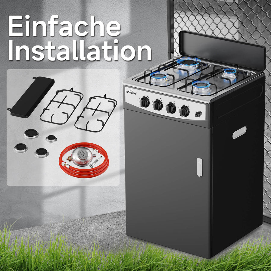 HOMELUX 4-flammiger Camping Gaskocher mit Aufbewahrungsbox – 6,2 kW Leistung für Camping, Garten und Outdoor-Küche