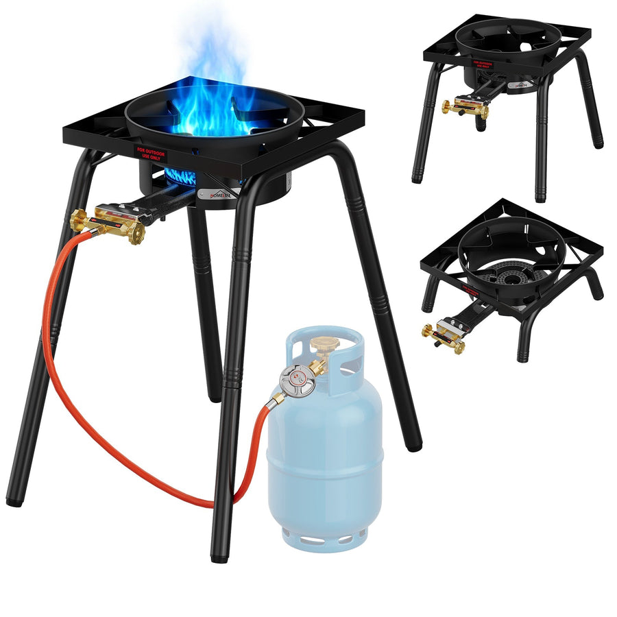 HOMELUX Gas-Hockerkocher 11,5 kW im Test: Höhenverstellbarer Outdoor-Gaskocher aus Gusseisen für Camping &amp; Garten