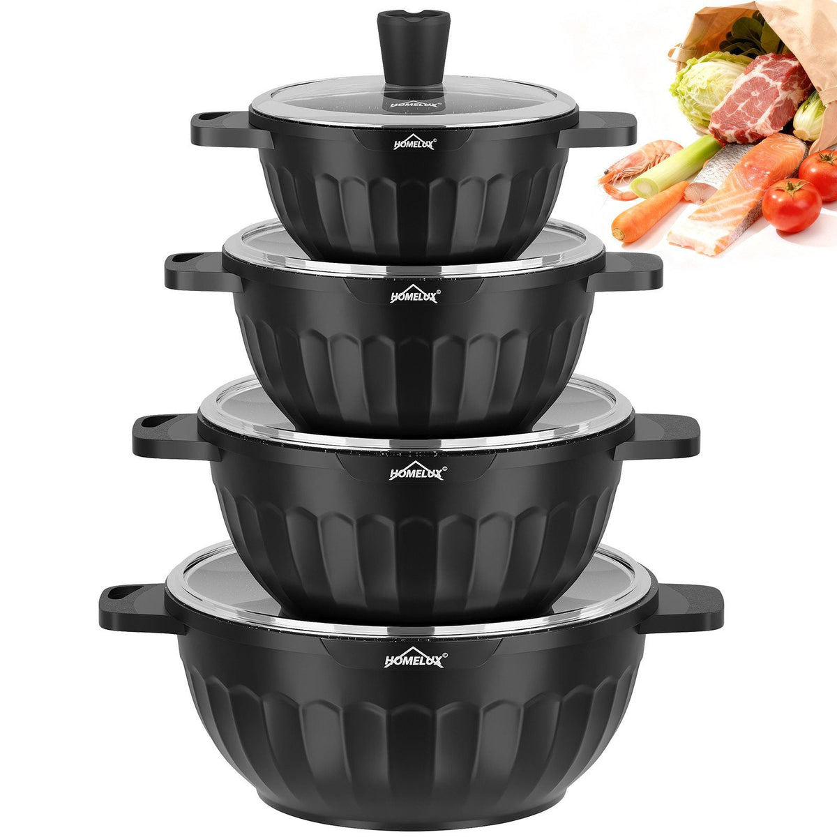 HOMELUX Topf-Set 8-tlg Kochtopf Set Induktions 20/24/28/32cm
