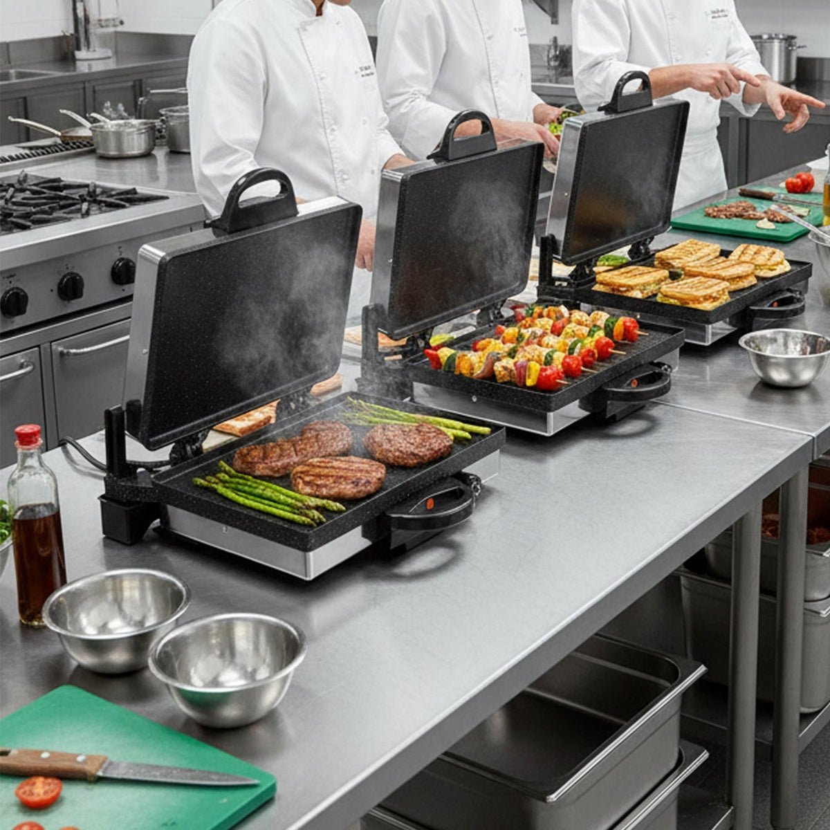 Scheffler 2000W Kontaktgrill: 3-in-1 Multigrill mit 180° Öffnung und stufenloser Höhenverstellung