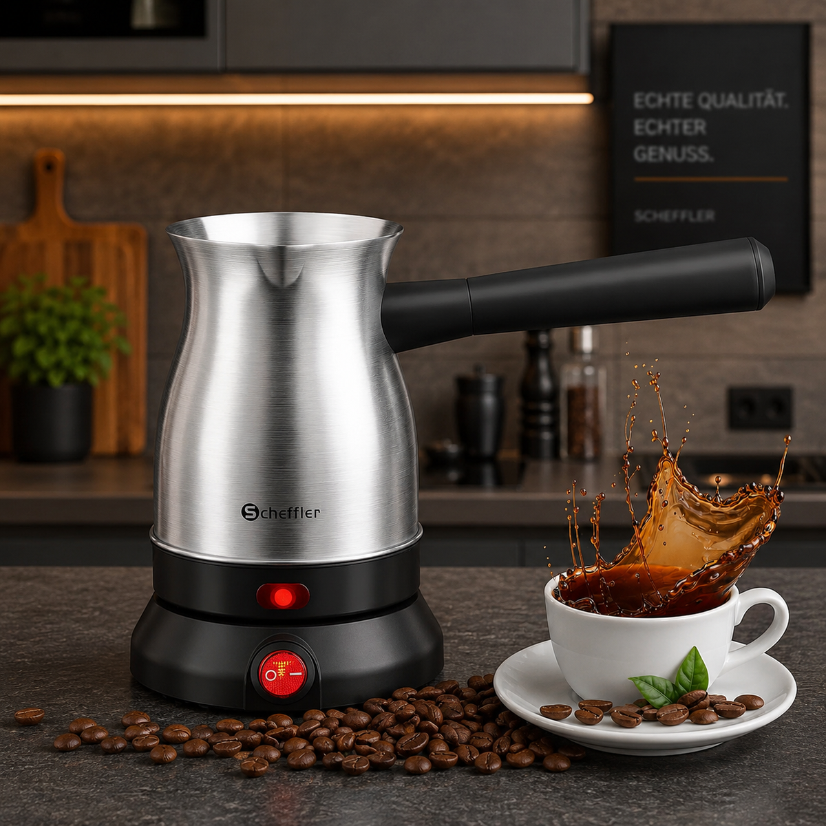 Mit der Scheffler elektrischen Kaffeekanne gelingt türkischer Kaffee mühelos