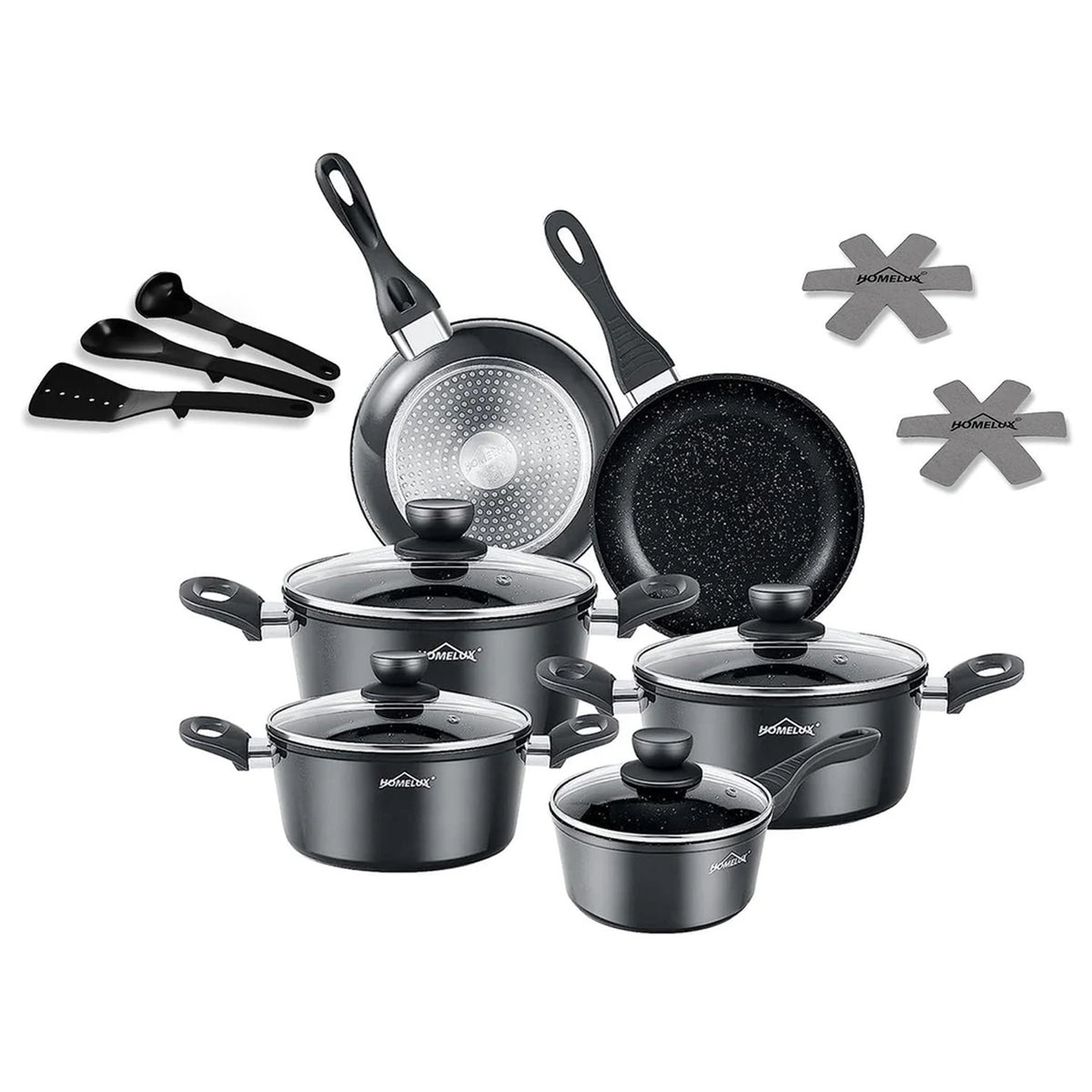 15tlg Topfset Induktions Töpfe Set Antihaft-beschichtete Aluminium KochtopfSet Homelux Töpfe Set