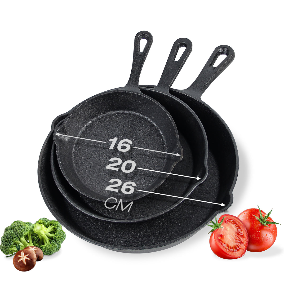 HOMELUX Gusseiserne Bratpfanne, eingebrannt & induktionsgeeignet, gusseiserne Pfanne für alle Herdarten, Backofen & Grill