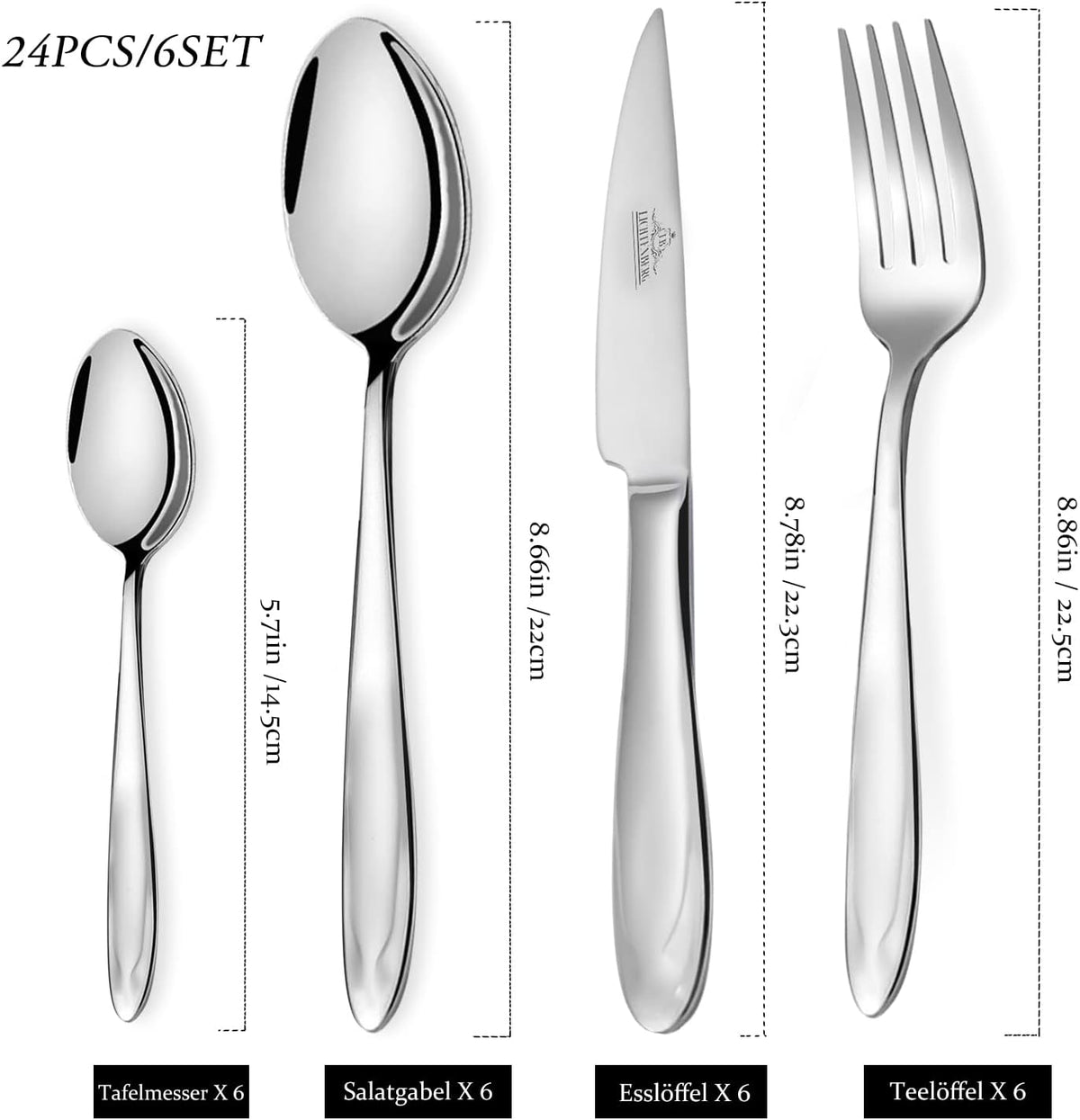 Besteckset 24  teilig Besteck Tafelbesteck Essbesteck Edelstahl