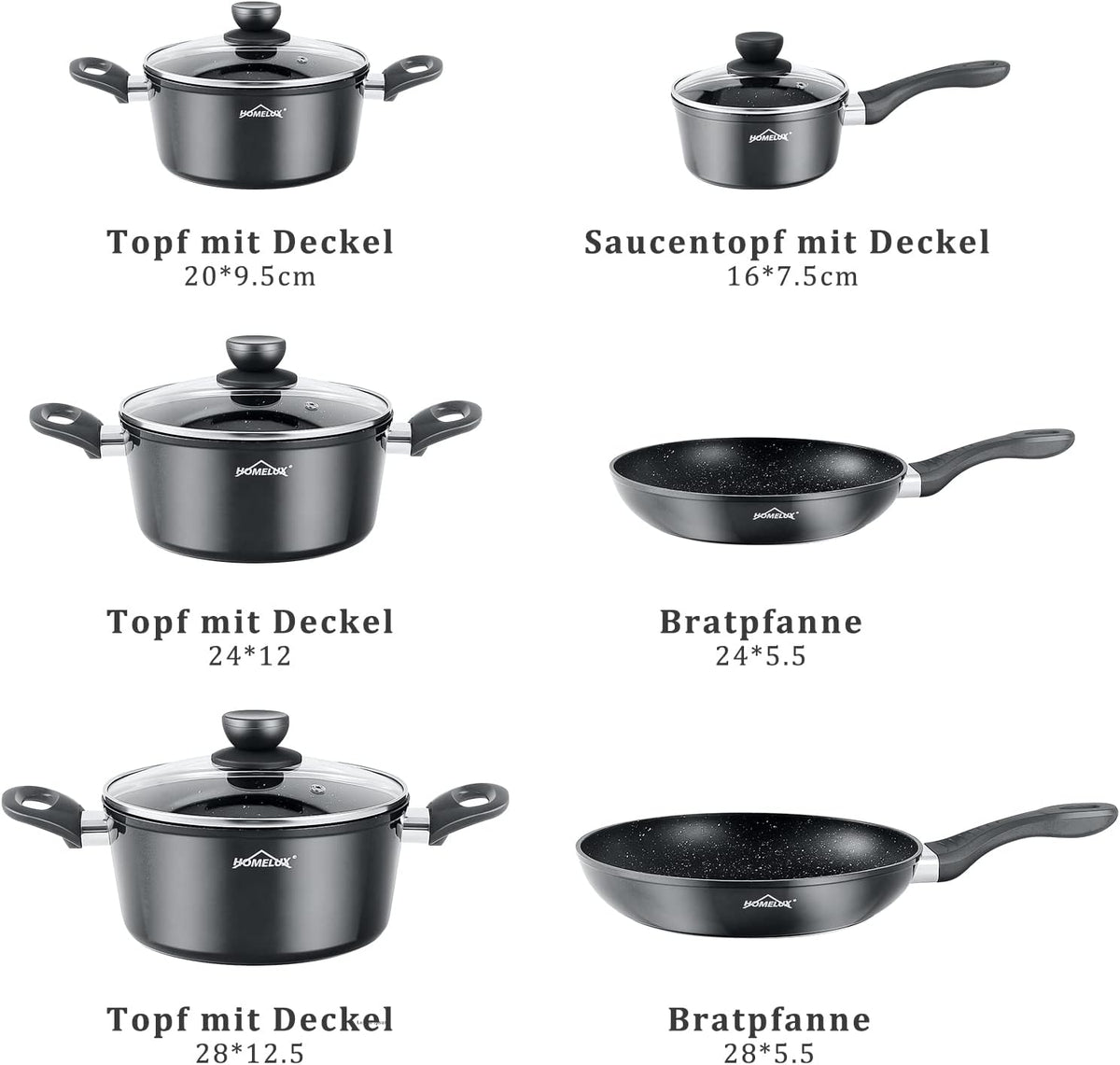 Graues Homelux Topfset aus hochwertigem Aluminium
