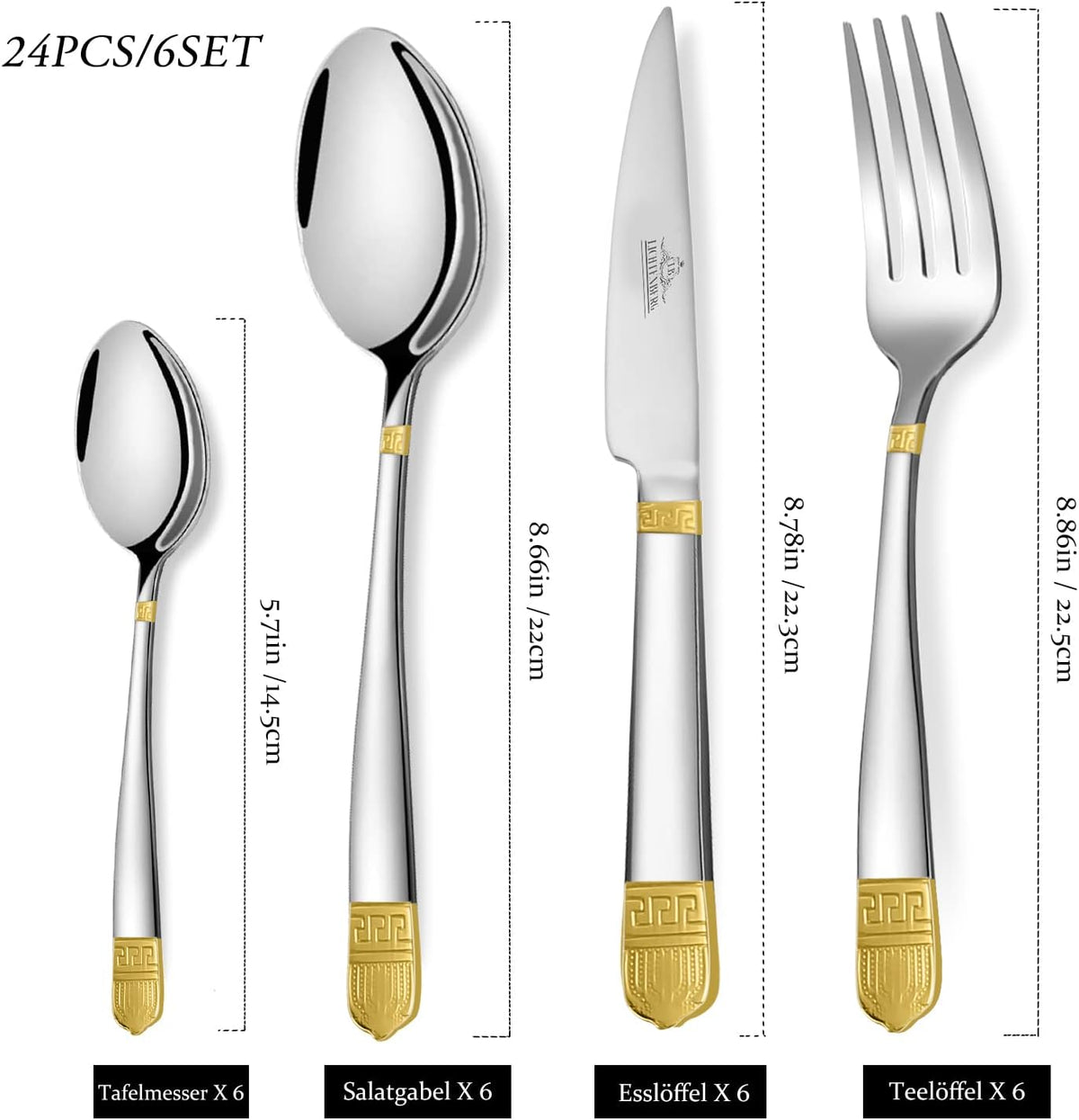 Besteckset 24  teilig Besteck Tafelbesteck Essbesteck Edelstahl