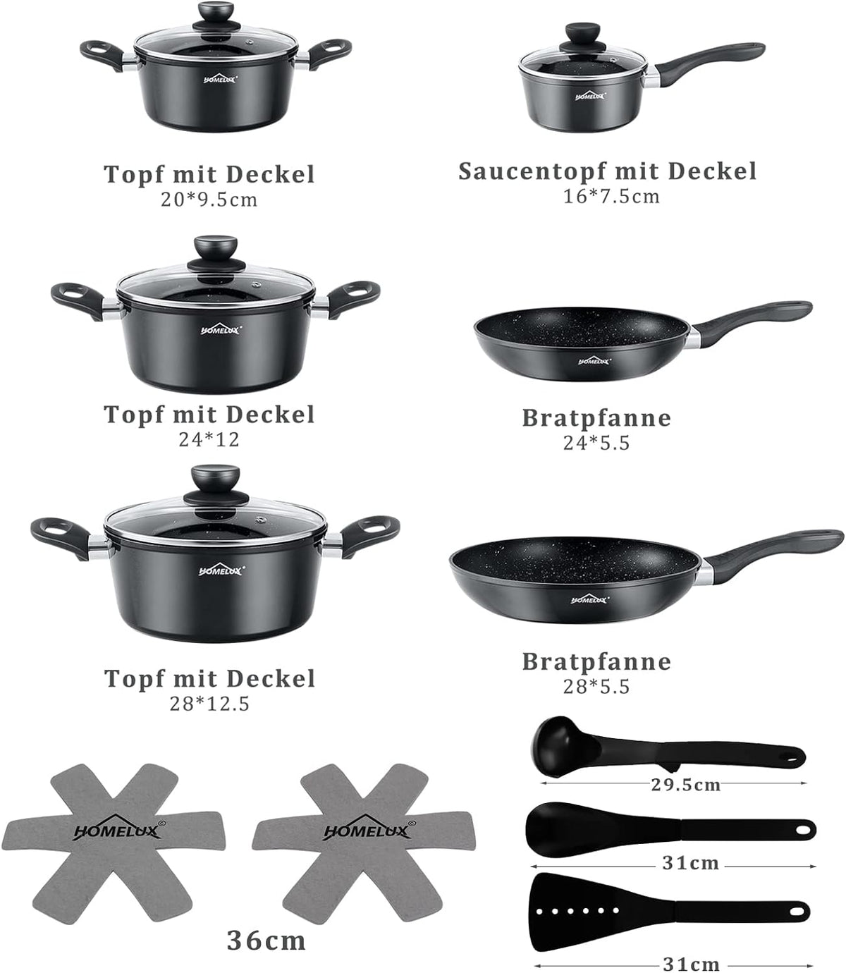 Homelux Kochgeschirr-Set – perfekte Kombination aus Stil und Funktionalität.