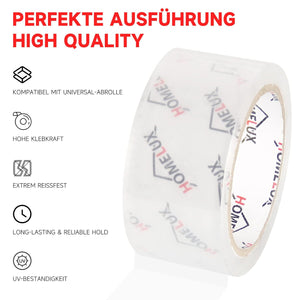 HOMELUX Transparentes Paketklebeband Geräuscharm, 66m lang, 50mm breit, ideal für Paketversand & Versandschachteln