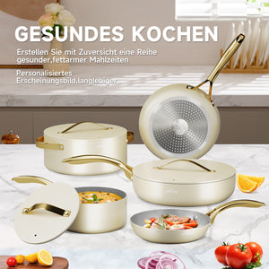 HOMELUX 8-teiliges Induktions-Topfset inklusive Bratpfannen und Glasdeckeln für die moderne Küche