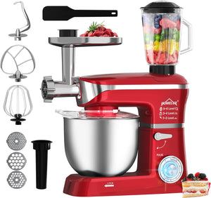 HOMELUX 3-in-1 Küchenmaschine  6L / 5L Fleischwolf, Knetmaschine, 6-stufiger Mixer, 1.5L Saftpresse, Edelstahlschüssel