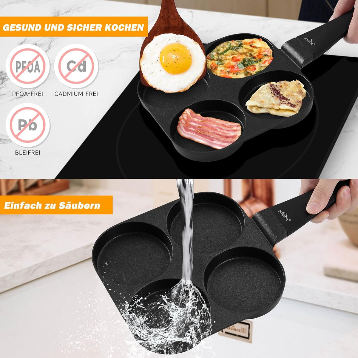 HOMELUX Pancake Pfanne 19CM, Aluguss Beschichtung, für alle Herdarten inkl. Induktion. Perfekt für Spiegeleier und Pancakes