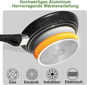 Scheffler Pfanne 20cm 24cm 28cm Bratpfanne,Pfanne induktion,beschichtete Pfanne mit Antihaft-Beschichtung,geeignet für alle Herdarten