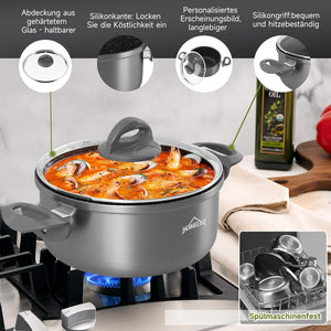 Topfset, HOMELUX Topfset Induktion 7 teilig, Induktions Töpfe Set,  Kochtopf-Set, Induktionsgeeignet