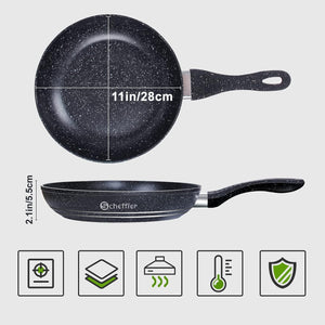 Scheffler Pfanne 20cm 24cm 28cm Bratpfanne,Pfanne induktion,beschichtete Pfanne mit Antihaft-Beschichtung,geeignet für alle Herdarten