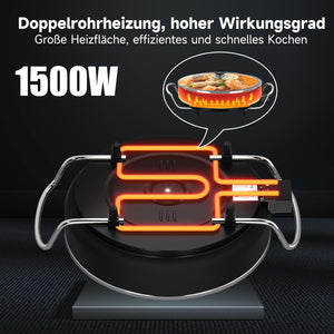 Scheffler Elektrische Pfanne: 5 Temperatureinstellungen, Pizzapfanne, Multifunktionspfanne mit Antihaftbeschichtung und Deckel