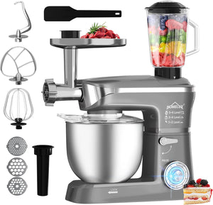 HOMELUX 3-in-1 Küchenmaschine  6L / 5L Fleischwolf, Knetmaschine, 6-stufiger Mixer, 1.5L Saftpresse, Edelstahlschüssel