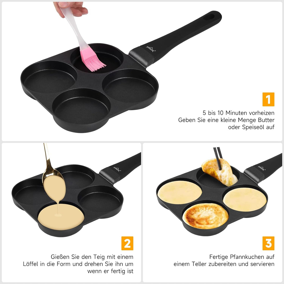 HOMELUX Pancake Pfanne 19CM, Aluguss Beschichtung, für alle Herdarten inkl. Induktion. Perfekt für Spiegeleier und Pancakes