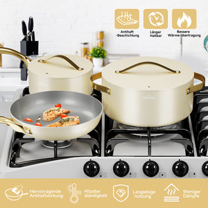 HOMELUX 8-teiliges Induktions-Topfset inklusive Bratpfannen und Glasdeckeln für die moderne Küche