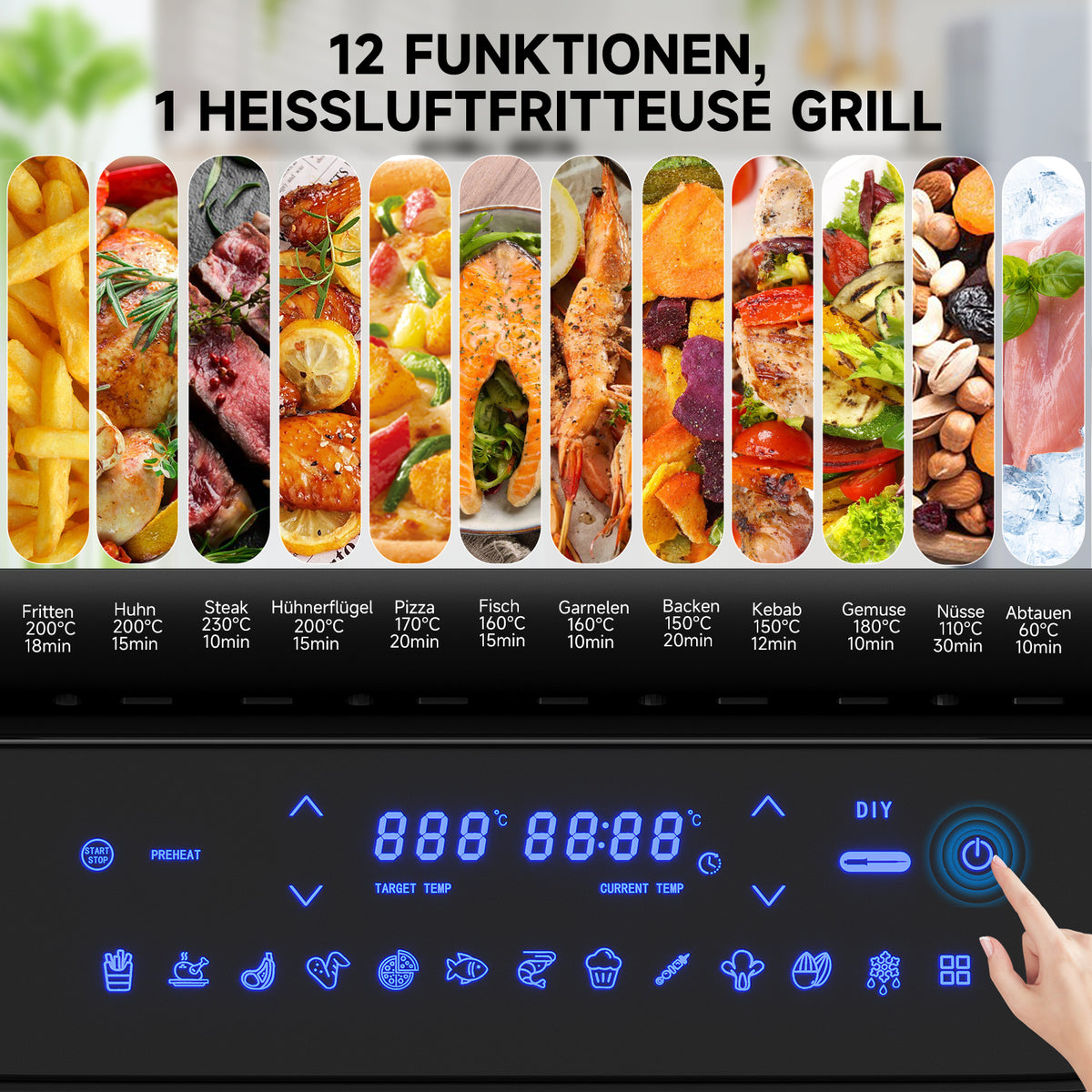 HOMELUX Fritteuse, 6-fach, Digital, Touch-Regler, 230°C, 1700W
