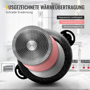 Homelux Kochtöpfe Set, Induktion, Antihaft, Spülmaschine, Glasdeckel, 20cm/4L, 24cm/8L, 28cm/12.5L