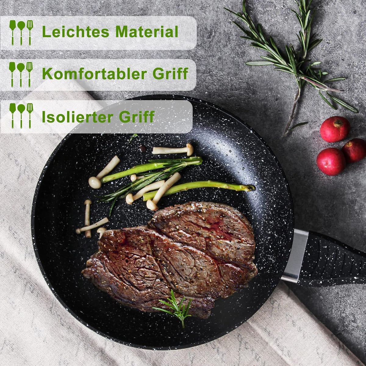 Scheffler Pfanne 20cm 24cm 28cm Bratpfanne,Pfanne induktion,beschichtete Pfanne mit Antihaft-Beschichtung,geeignet für alle Herdarten