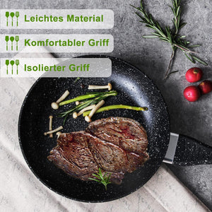 Scheffler Pfanne 20cm 24cm 28cm Bratpfanne,Pfanne induktion,beschichtete Pfanne mit Antihaft-Beschichtung,geeignet für alle Herdarten