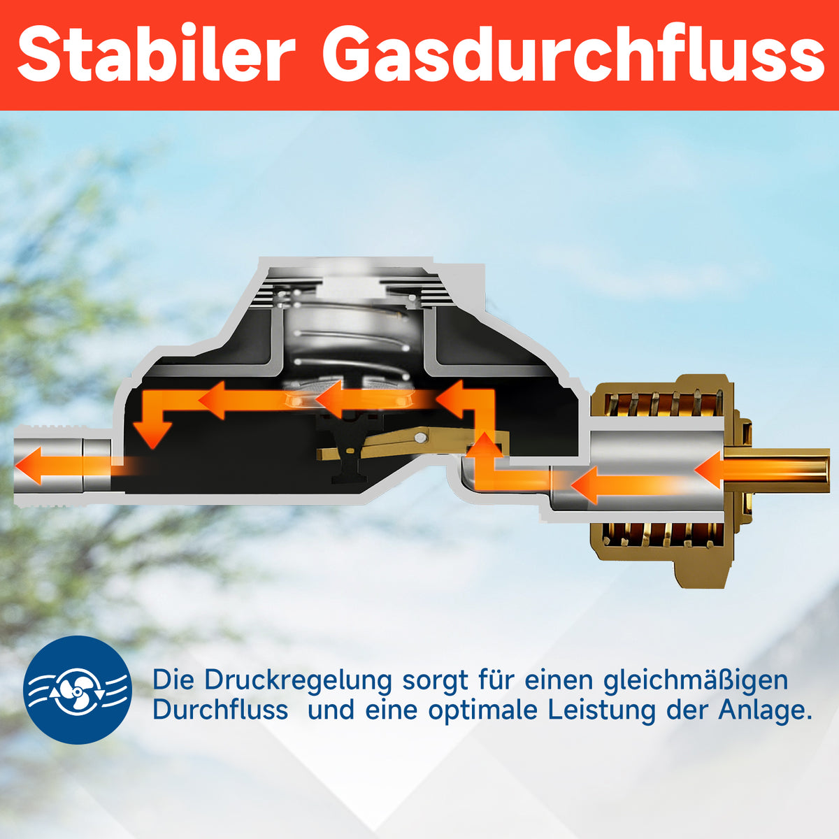 Gasdruckminderer-Set 50 mbar mit 1,5m flammhemmendem Gasschlauch