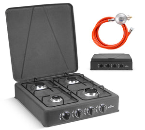 HOMELUX 6,2 KW Gaskocher,4 flammig Campingkocher Kochfeld Kocher mit Deckel Herd Gas Outdoor