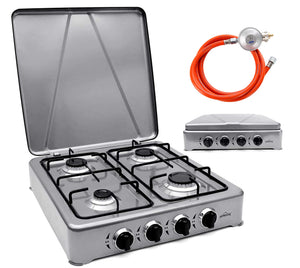 HOMELUX 6,2 KW Gaskocher,4 flammig Campingkocher Kochfeld Kocher mit Deckel Herd Gas Outdoor