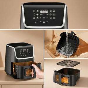 Scheffler Heißluftfritteuse XXL 5.5L Sicherheitsschutz Airfryer mit Sichtfenster, 1800W, 12 Programmen LED-Touchscreen BPA-frei