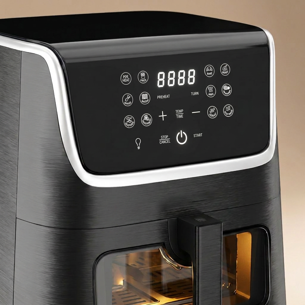 Scheffler Heißluftfritteuse XXL 5.5L Sicherheitsschutz Airfryer mit Sichtfenster, 1800W, 12 Programmen LED-Touchscreen BPA-frei