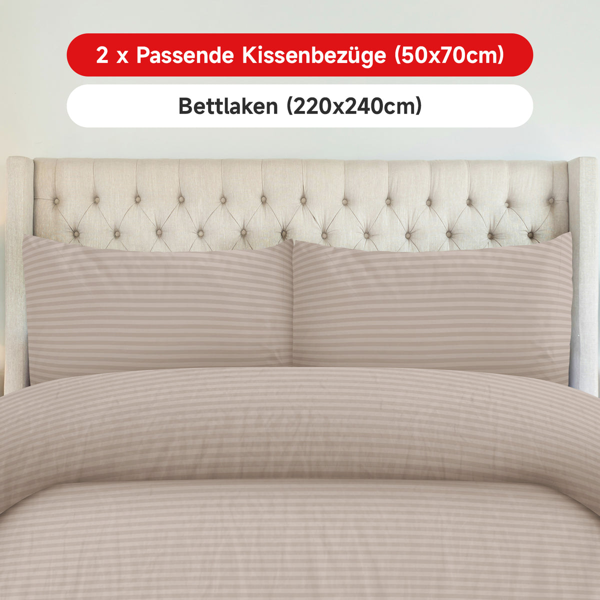 Bettwäsche-Set in schlichten Streifen für ein klassisches Schlafzimmer