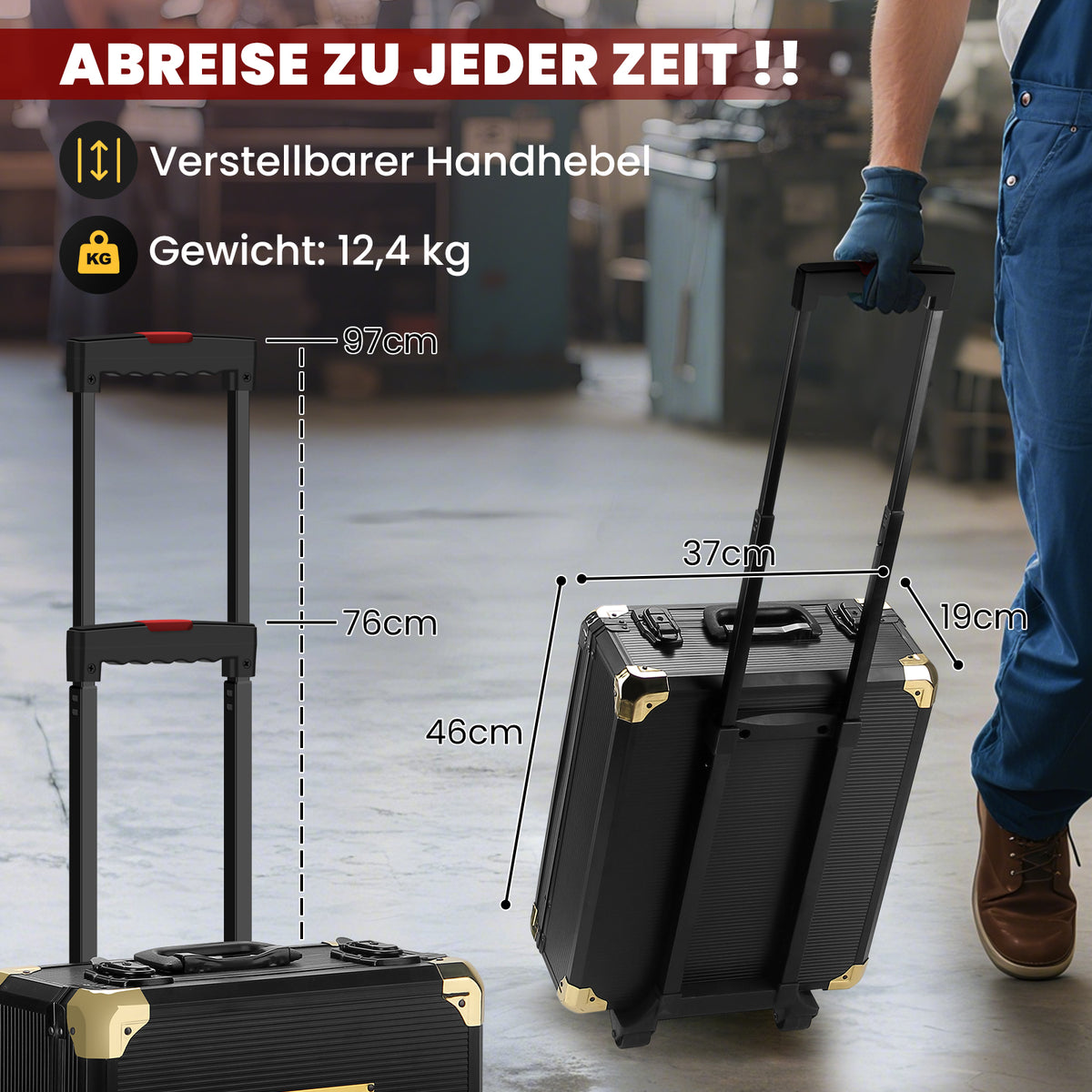 Werkzeugkoffer 599-tlg, Aluminiumkoffer, vielseitiges Werkzeugset für Werkstatt & Haushalt