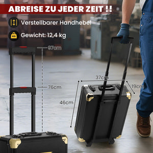 Werkzeugkoffer 599-tlg, Aluminiumkoffer, vielseitiges Werkzeugset für Werkstatt & Haushalt