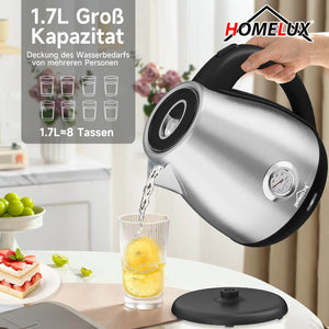 Klassischer Wasserkocher mit integriertem Thermometer