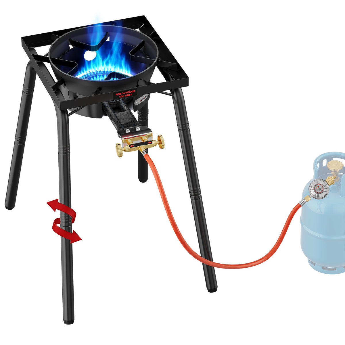 HOMELUX Gas-Hockerkocher 11,5 kW, höhenverstellbarer Outdoor-Gaskocher aus Gusseisen für Camping & den Garten