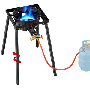 HOMELUX Gas-Hockerkocher 11,5 kW, höhenverstellbarer Outdoor-Gaskocher aus Gusseisen für Camping & den Garten