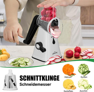 HOMELUX 3-fach Gemüse- und Käseschneider Drehscheibenreiber Handkurbel