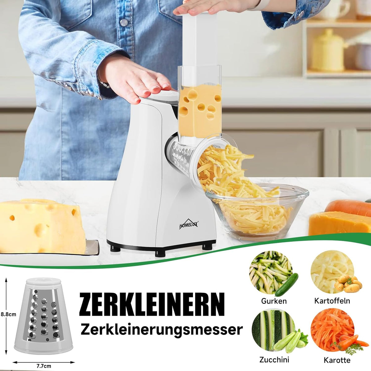 5 Trommelklingen Gemüseschneider Elektrischer Käsehobel 5-fach Reibe