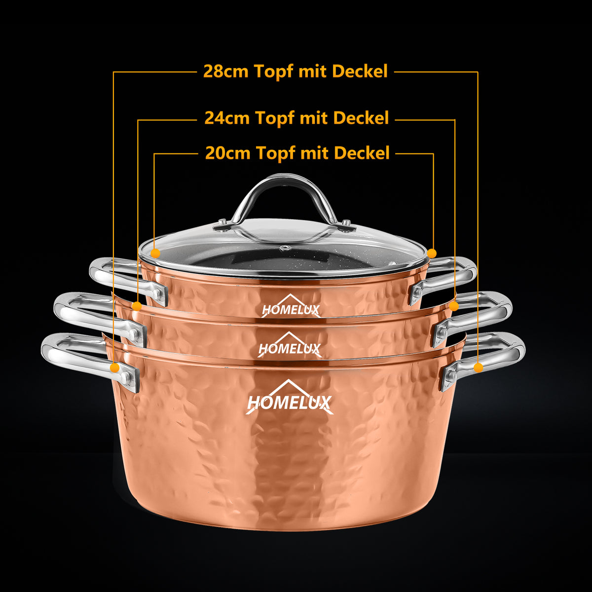 15-teiliges Kochgeschirr-Set: Aluminium, Kupfer-Optik, Induktion & Antihaftbeschichtung