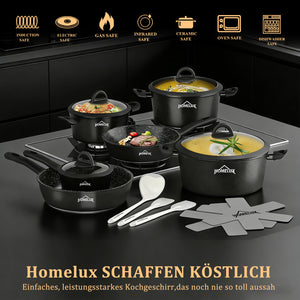 HOMELUX 15-tlg. Kochgeschirr-Set: Induktion & Backofenfest, inklusive Profi-Töpfe & Pfannen