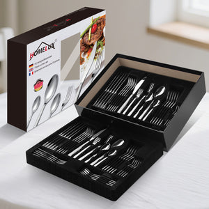 HOMELUX 72-teiliges Besteckset für 12 Personen, Edelstahl Tafelbesteck, Gehämmertes Design, Spülmaschinenfest