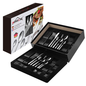 HOMELUX 72-teiliges Besteckset für 12 Personen, Edelstahl Tafelbesteck, Gehämmertes Design, Spülmaschinenfest
