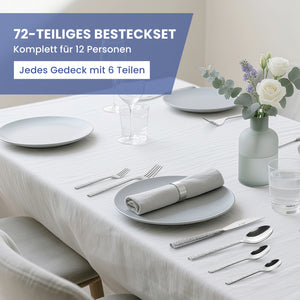 HOMELUX 72-teiliges Besteckset für 12 Personen, Edelstahl Tafelbesteck, Gehämmertes Design, Spülmaschinenfest