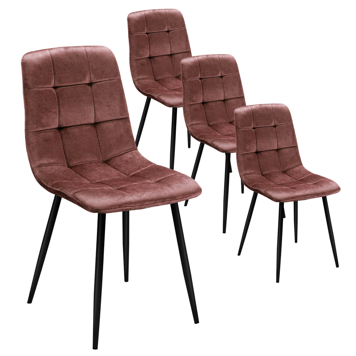 HOMELUX 4er Set Küchen Esszimmerstühle mit Rückenlehne & Samtbezug, ergonomische Sitzfläche, Metallbeine, 110 kg belastbar