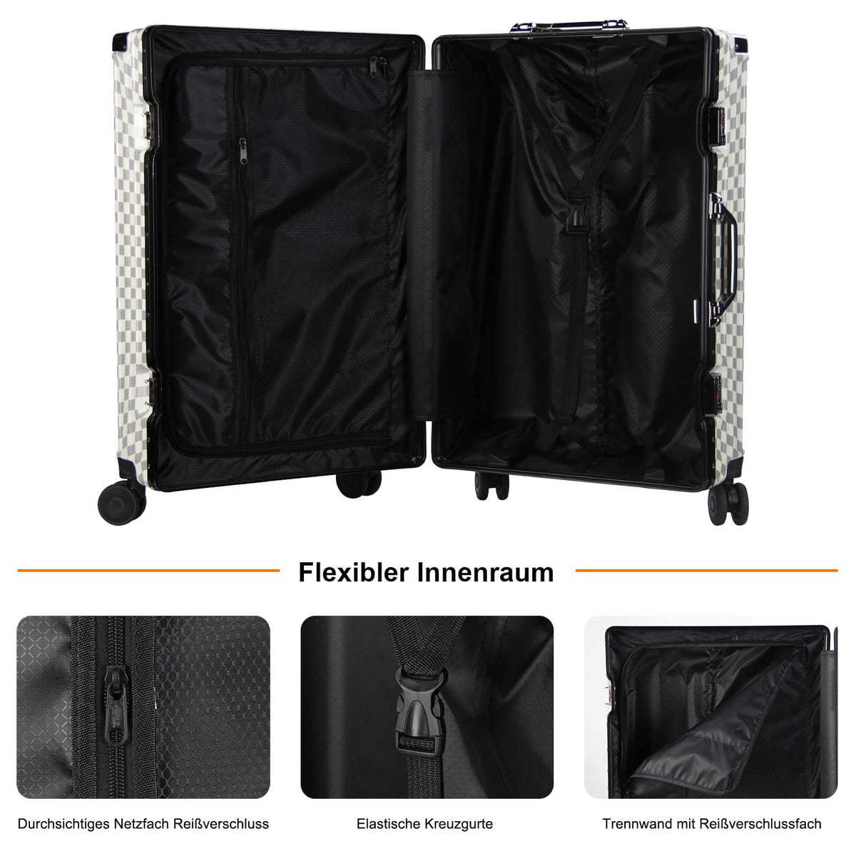 3-teiliges Kofferset Hartschalenkoffer ABS Leicht Trolley Rollkoffer Set M-L-XL Hartschale Reisekoffer