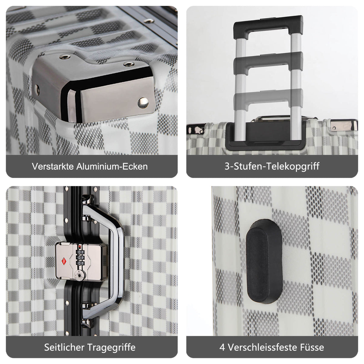 3-teiliges Kofferset Hartschalenkoffer ABS Leicht Trolley Rollkoffer Set M-L-XL Hartschale Reisekoffer