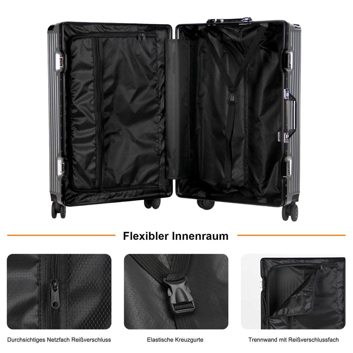 3-teiliges Kofferset Hartschalenkoffer ABS Leicht Trolley Rollkoffer Set M-L-XL Hartschale Reisekoffer
