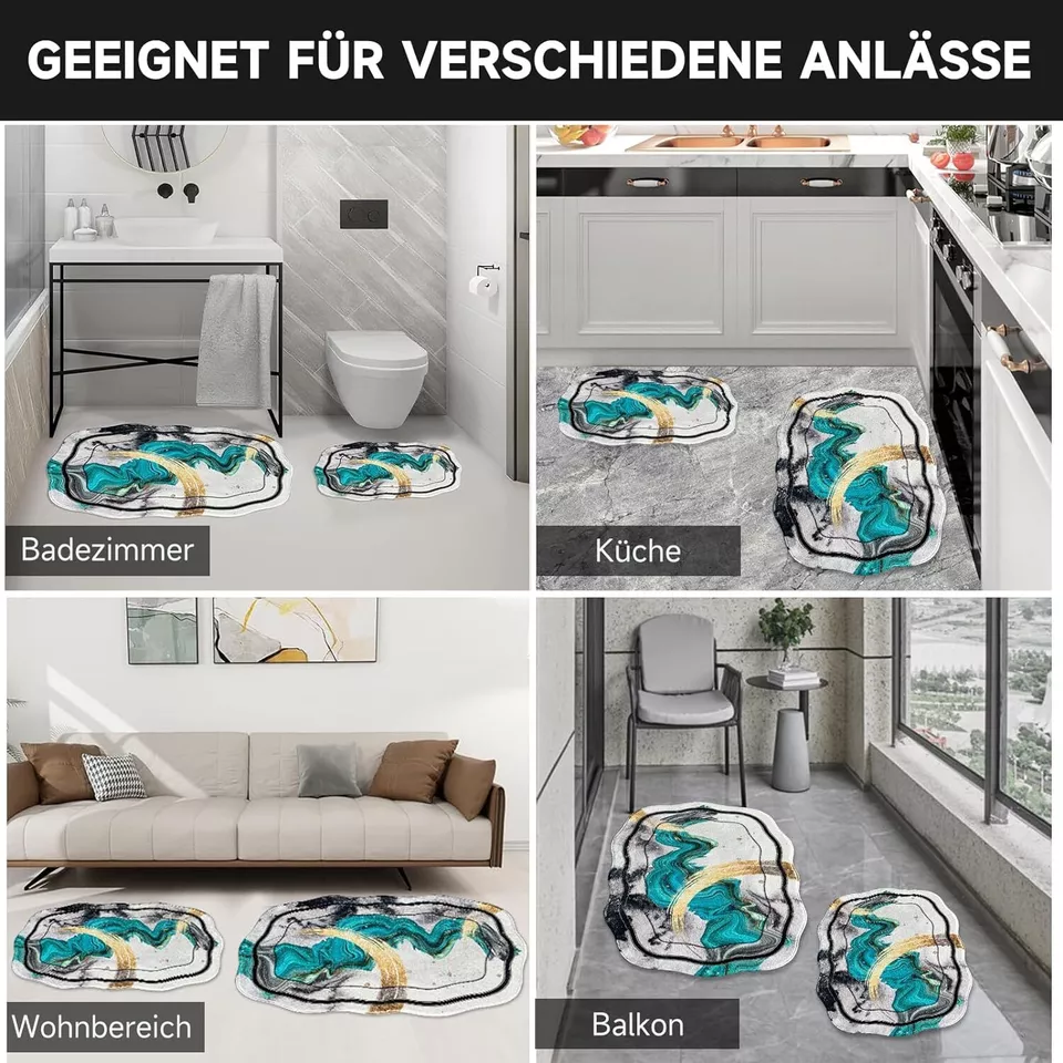 2er-Set Flauschige Badematten – Rutschfest & Hochsaugend für Bad und WC | Sicherheit & Komfort